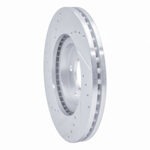 Chrysler PT Cruiser Brake Rotor (1) - Front Right - R1 Concepts - Drilled & Slotted - Silver - `03-`09